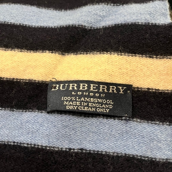Burberry scarf | 100% wool | Blue and white striped - Picture 2 of 4